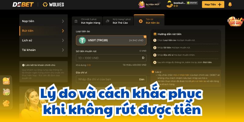 Lý do và cách khắc phục khi không rút được tiền